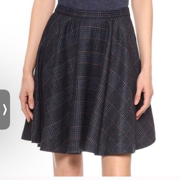 Joie Virgin Wool Blend Plaid Skater Skirt Size XS - Picture 1 of 10